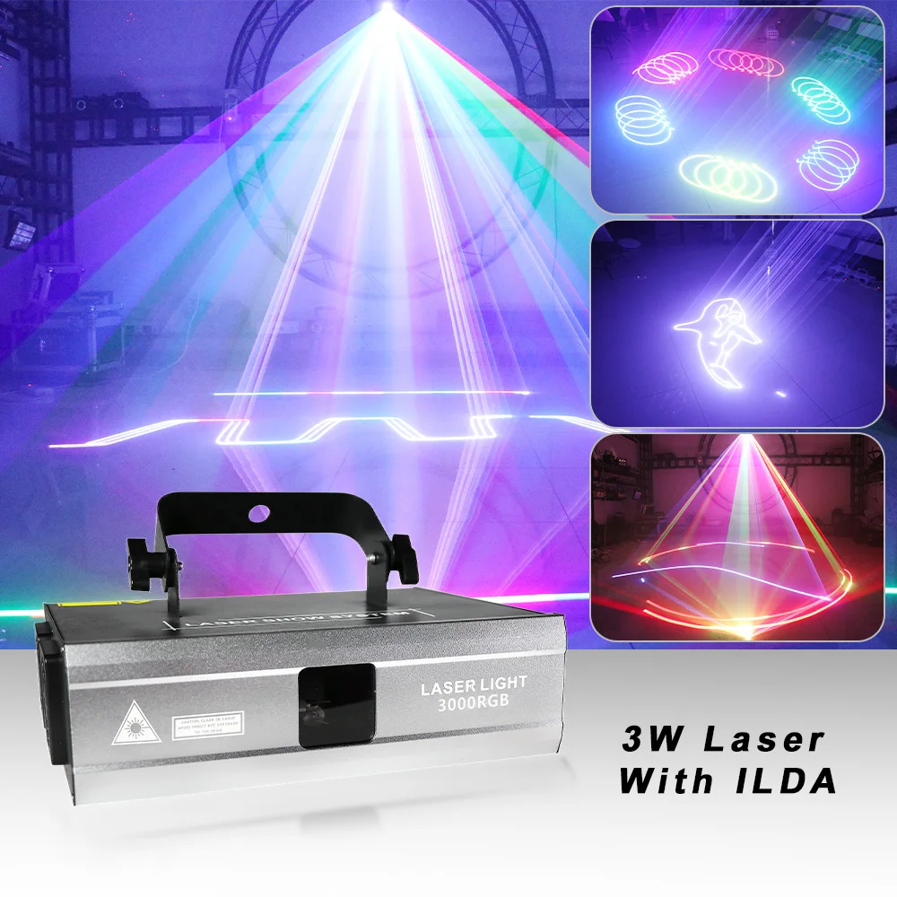 yuer rgb ilda animacao iluminacao laser feixe de luz laser 20kpps equipamentos projetor 3w dmx512 dj disco clube dance stage 01