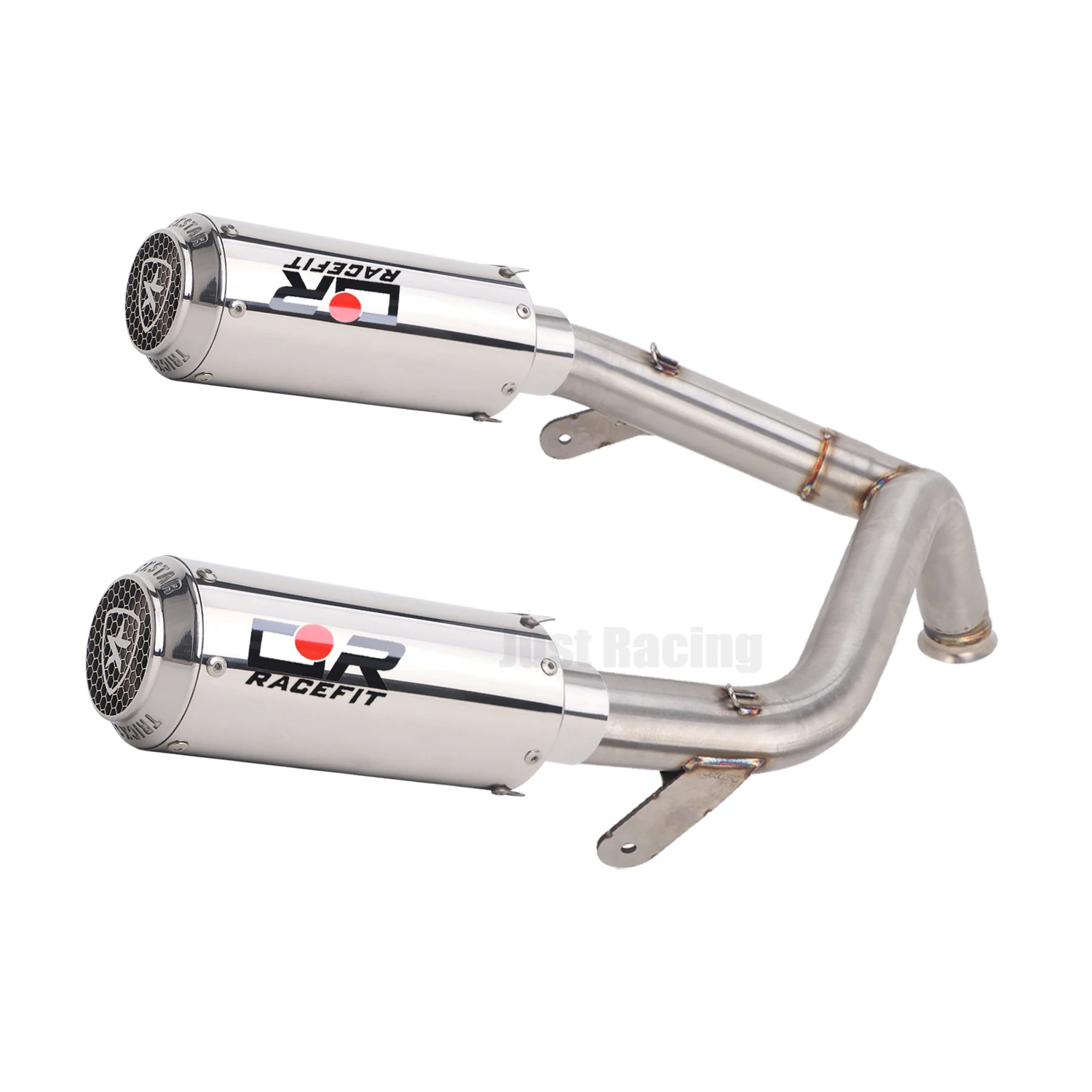 For CF Moto 500SR 500 sr Slip On 51mm Stainless Motorcycle Exhaust System Mid Link Pipe Double Outlet Carbon Muffler view 5