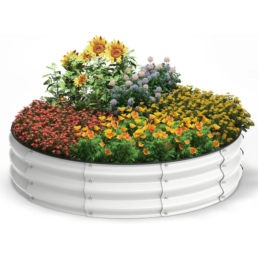 

Galvanized Raised Garden Bed 4x4x1 FT Raised Garden Bed for Gardening Large Metal Planter Box for Vegetables Flower Herb Pearl