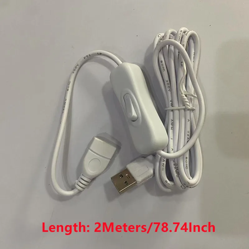 USB Cable With Switch ON/OFF 2Meters Length USB Extension Cable Toggle for USB Lamp Fan Power Supply