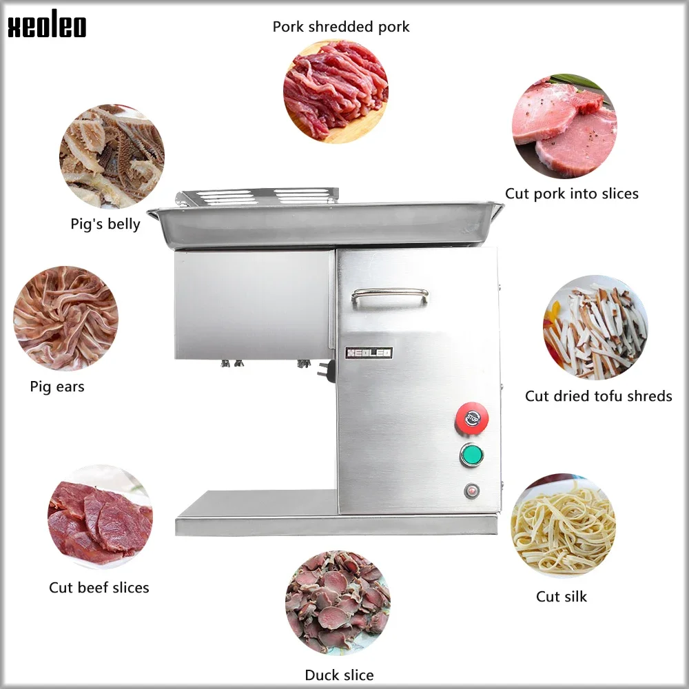 XEOLEO Commercial Meat slicer 250KG/h 550W Electric food chopper Kitchen Stainless steel slicer for cutting 2.5/3/4/5/6/8mm