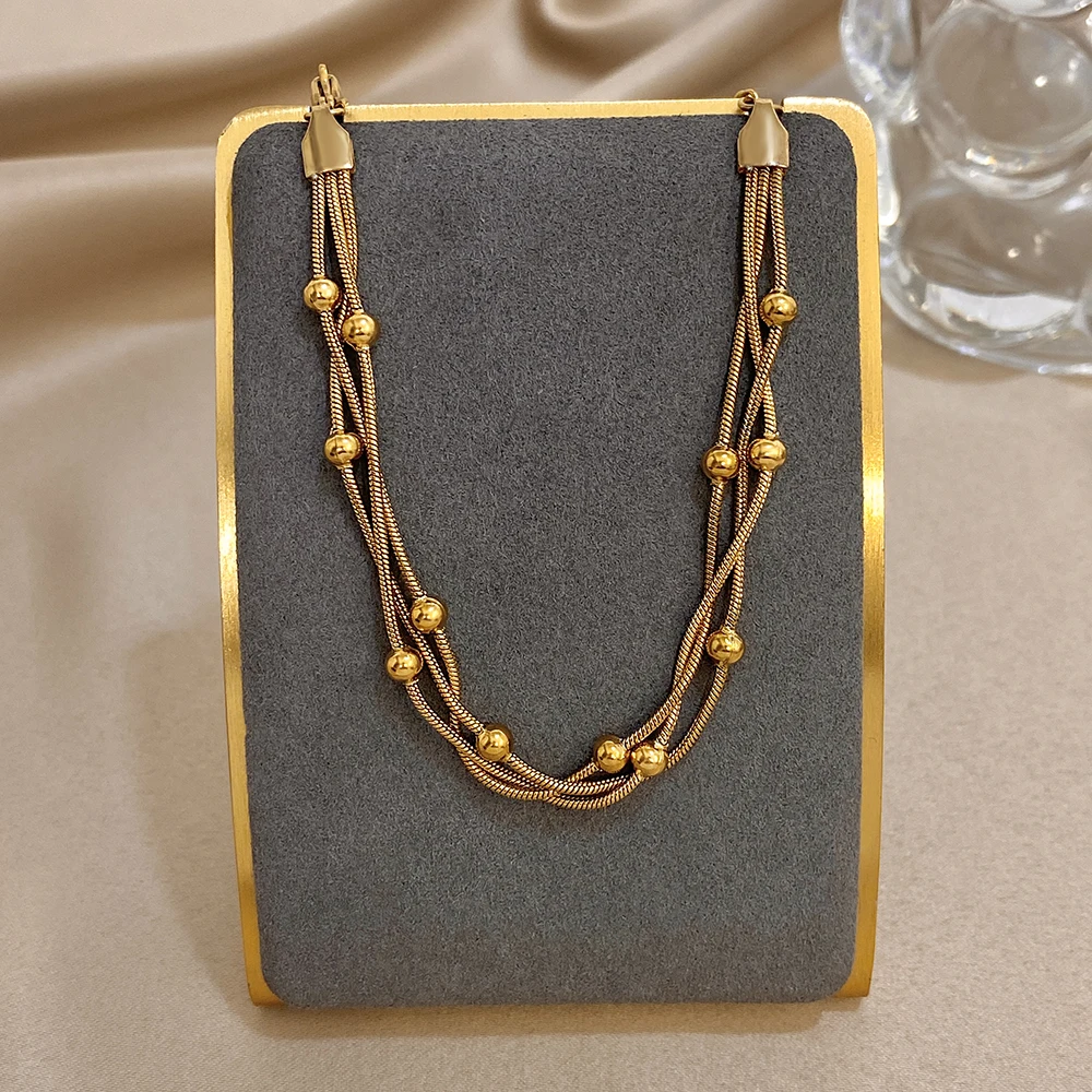 Stilvolles verstellbares Armband aus Edelstahl in Gold und Silber für Damen, elegante mehrschichtige Wickelarmbänder mit Perlen, Party-Schmuck – Detail 6
