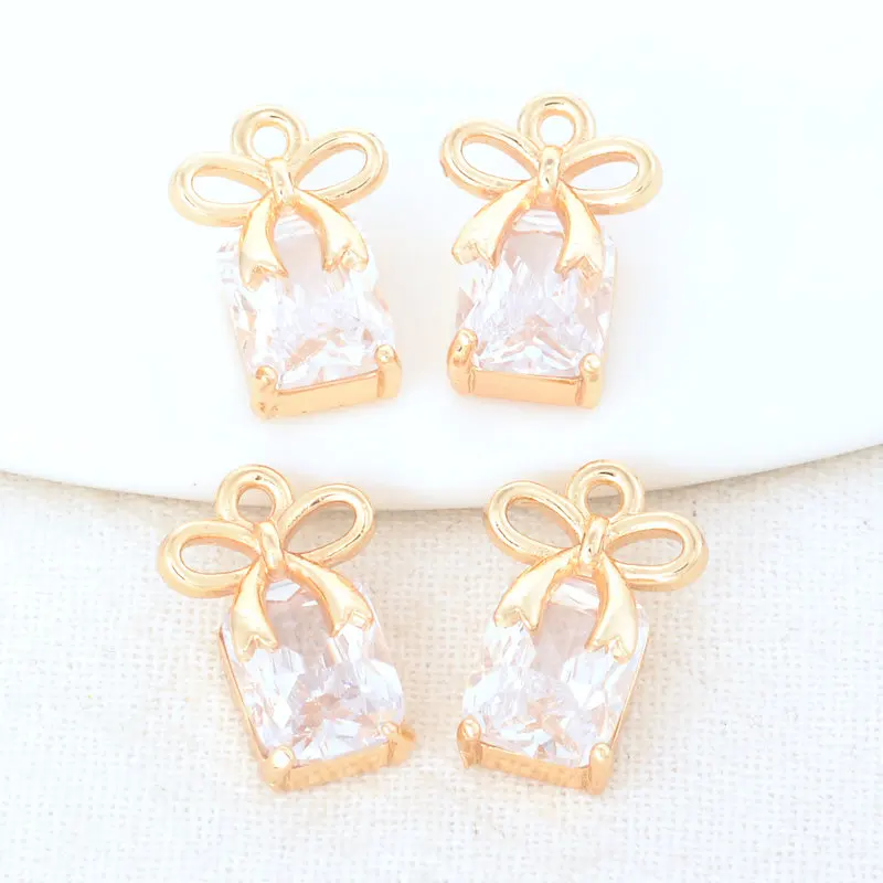 10*15MM 14K Gold Color Brass and Zircon Bowknot Charms Pendants Necklace Earings Jewelry Making Supplies Diy Accessories image 3