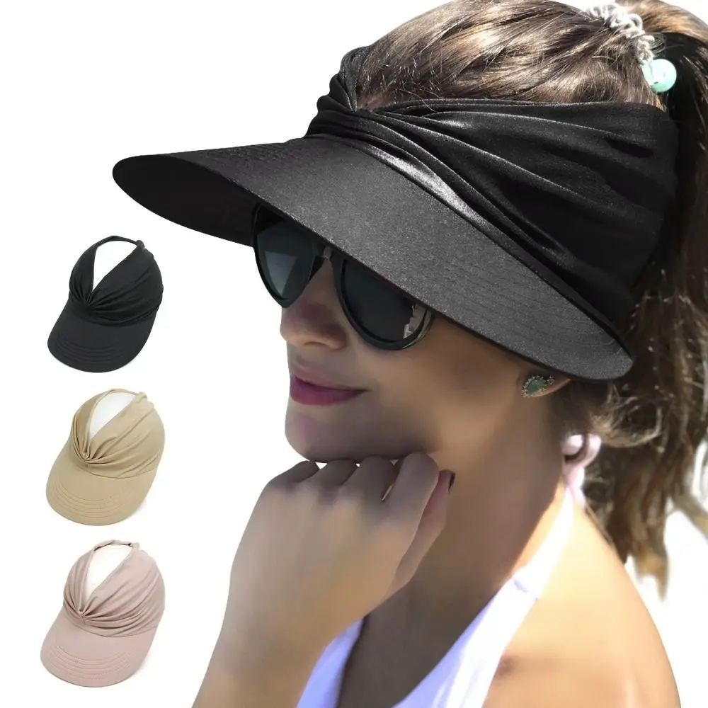 Fashion Anti-UV Empty Top Sun Hat Wide Brim Elastic Women Sun Protection Hats Large Hollow Top Hollow Top Baseball Caps Adult