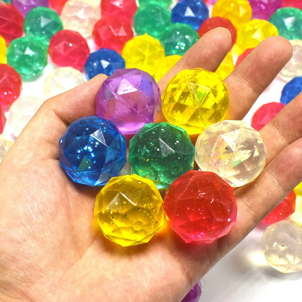 5 Pcs Children's Bouncy Ball 30mm Mixed Colour Diamond Bouncy Ball Twister Toy Creative Jewel Bouncy Rubber Ball Kids Toy Ball