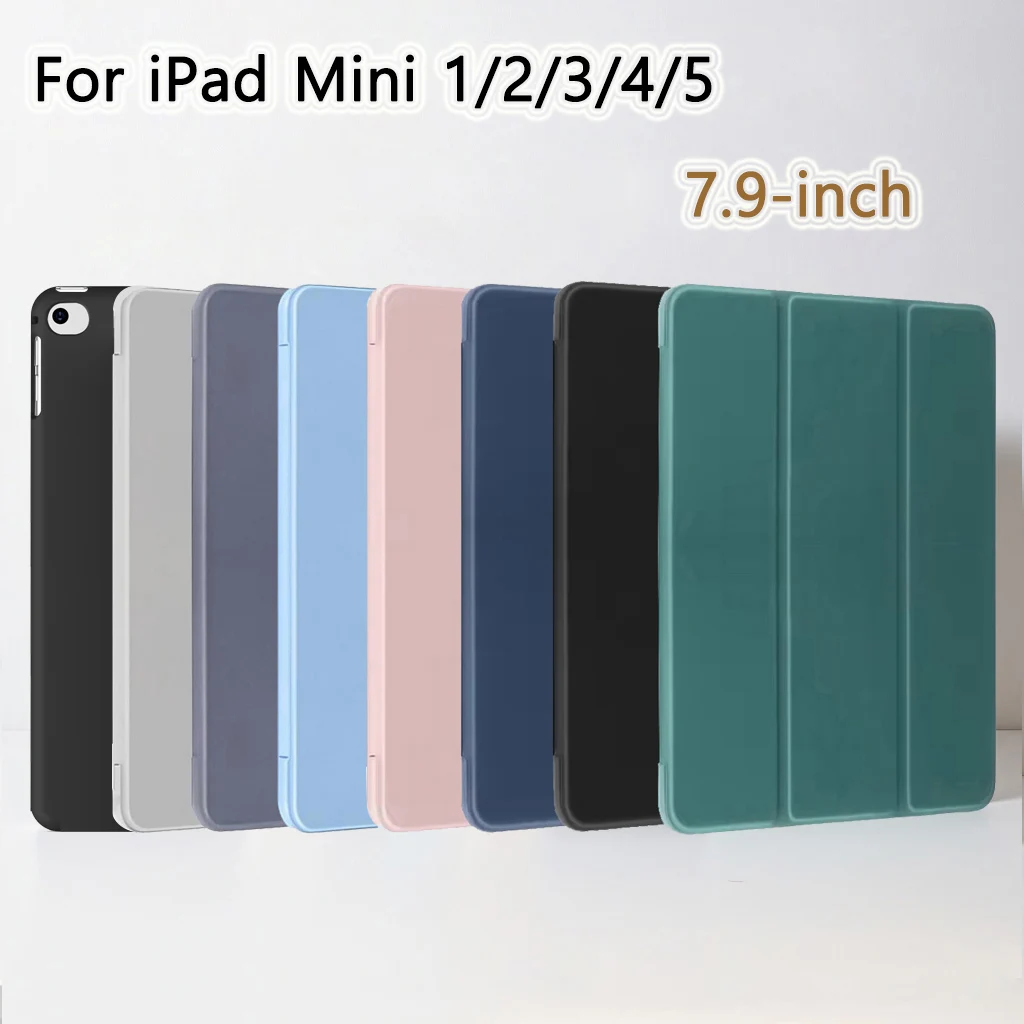 For iPad Mini 5 2019/ Mini 4 3 2 1 7.9 inch, Soft Silicone Shell Trifold Stand Folio Smart Case for iPad Mini 5 4 3 2 1