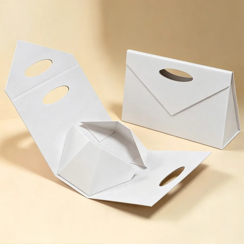 5pcs Folded Magnet Clamshell Gift Box For Wedding Birthday Party Perfumes Cosmetics Product Packaging Box Custom Logo Paper Box