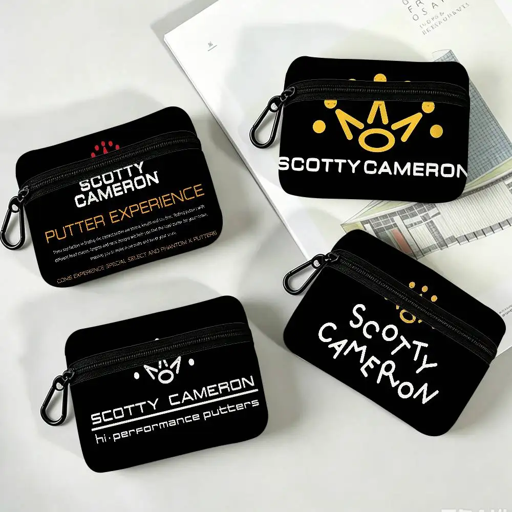 S-Scotty C-Cameron Lightweight Oxford Fabric Coin Purse With Black Carabiner Hook Card Holder Earphone Storage Pouch