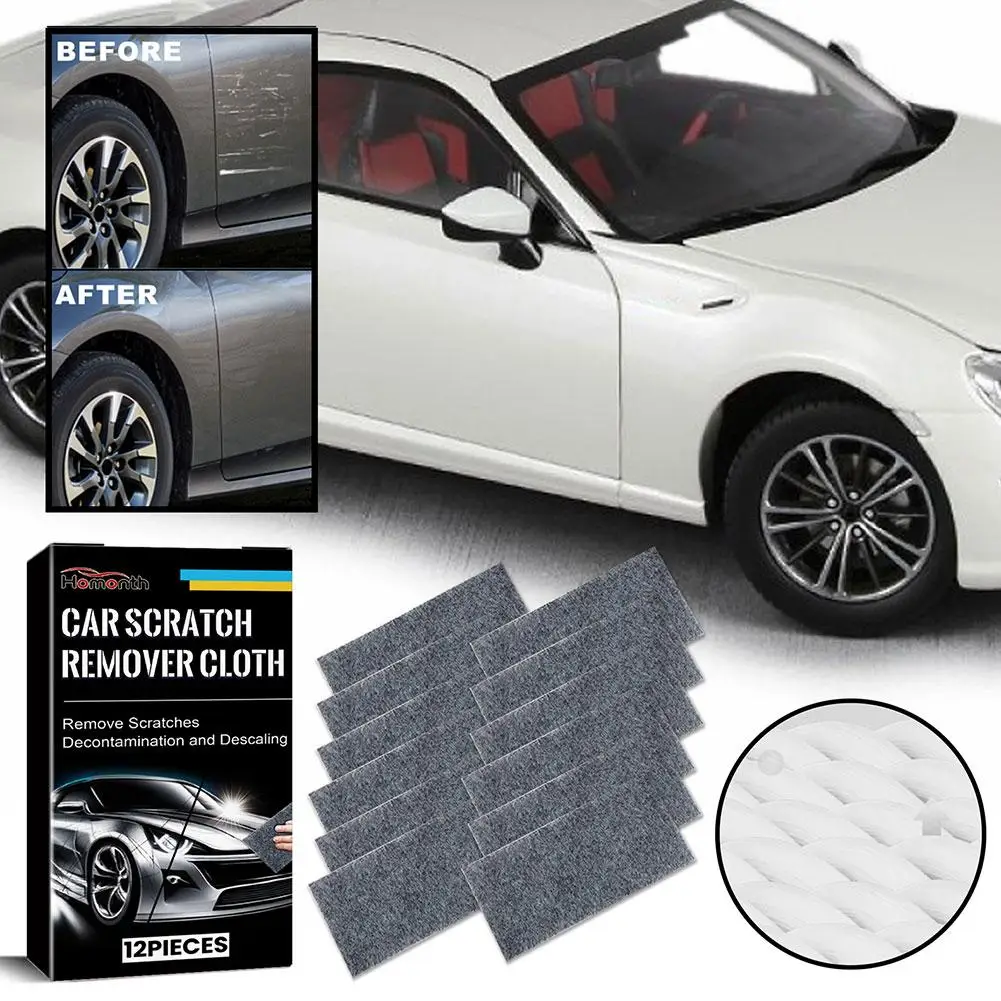 12Pcs Car Scratch Wiping Cloth Nano Flash Fabric Car Scratches Water Stain Cleaning Scratch Care Car Maintenance