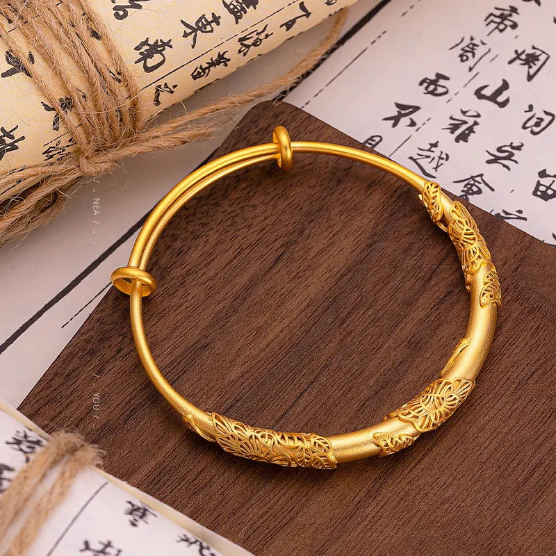 9999 real gold 24K yellow gold Ancient French gold leaf bracelet