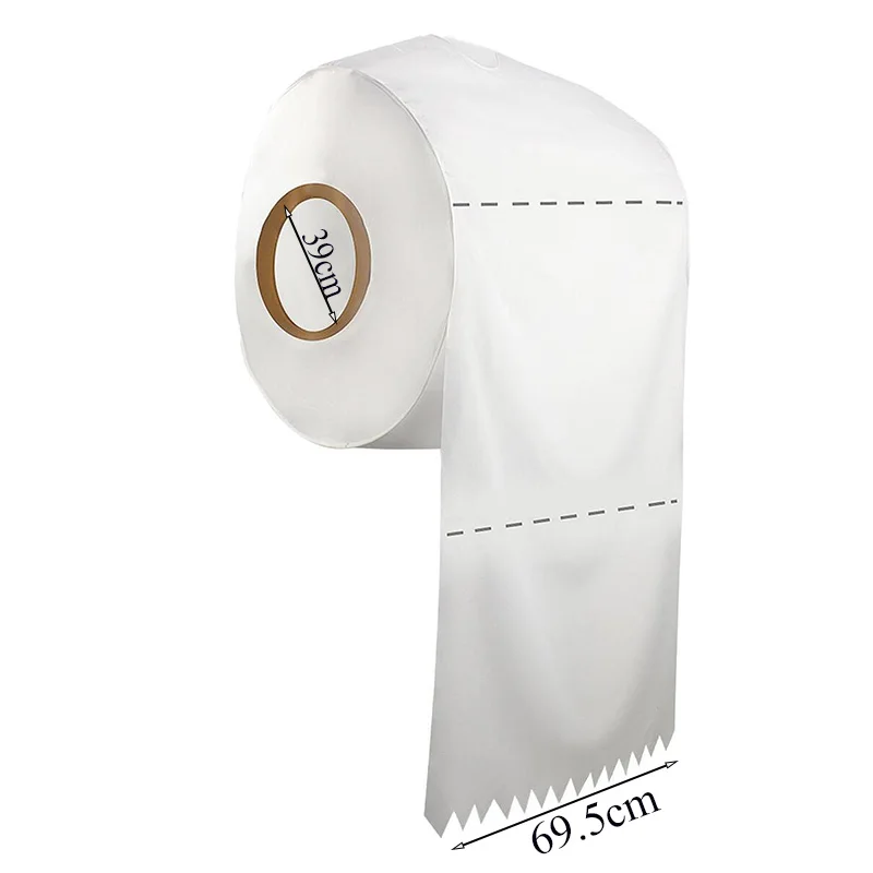 Women White Toilet Paper Roll Halloween Fancy Dress Up Adult Men Toilet Paper Costume