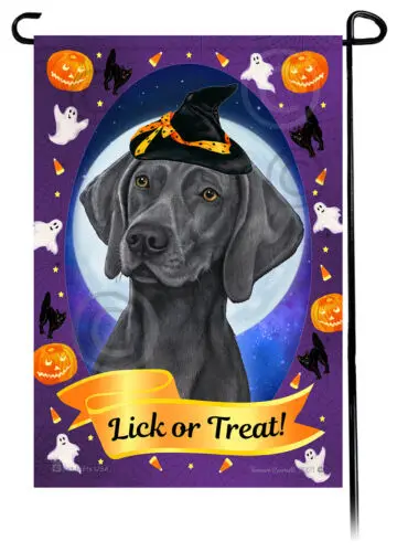 Weimaraner Halloween Howls Garden Flag