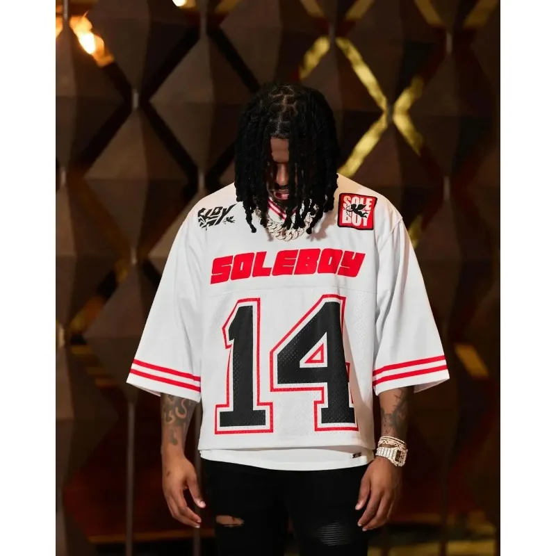 الصيف خمر الشارع كرة قدم رياضية تصميم زوجين عادية Y2K Harajuku موضة الهيب هوب الربط قصيرة الأكمام تي شيرت رجالي