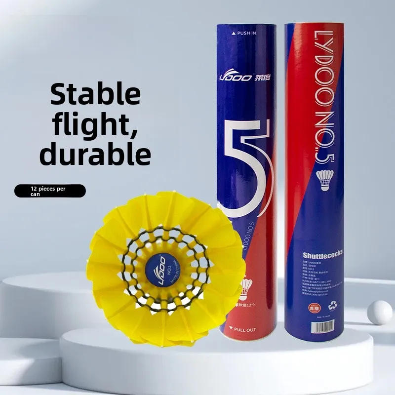 volants-de-badminton-lydeo-en-plumes-de-canard-jaunes-pour-l'entrainement-et-la-competition-sur-terrain-haute-elasticite-durables-volants-en-bois