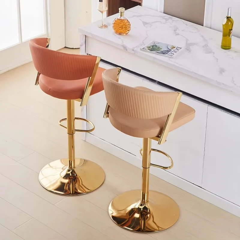 

Modern stable bar stool high chair with stainless steel base, adjustable height, rotating lift chair, suitable for commercial