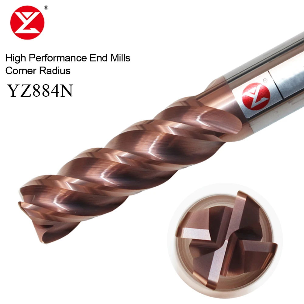 Carbide Tungsten Steel Milling Cutter High Performance End Mills With Corner Radius 4 Fluter Endmill R0.2 R0.5 R1.0 R2