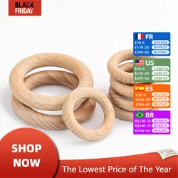 2PCS Unfinished Solid Wooden Rings Circle Macrame DIY Crafts Teething Wood Hoops Ornament Pendant Connectors Jewelry Making