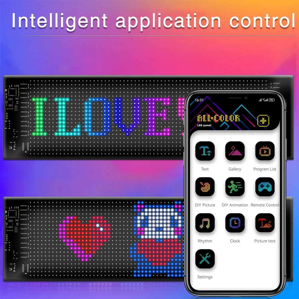 LED Matrix แผงรถด้านหลังจอแสดงผลหน้าจอแบบยืดหยุ่น Night Light DIY USB Bluetooth App Control สําหรับรถ Store โรงแรมบาร์