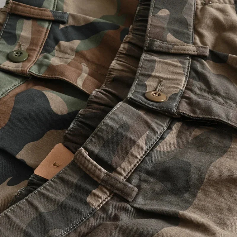 سراويل البضائع الرجالية ذات الساق المستقيمة الأمريكية المموهة من القطن الثقيل في الهواء الطلق متعددة الجيوب #5