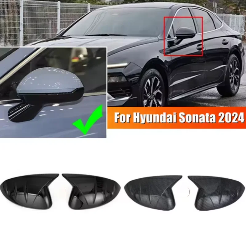 

For Hyundai Sonata DN8 2024 Bull horn shaped rearview mirror cover decorative frame sticker Automotive exterior modification