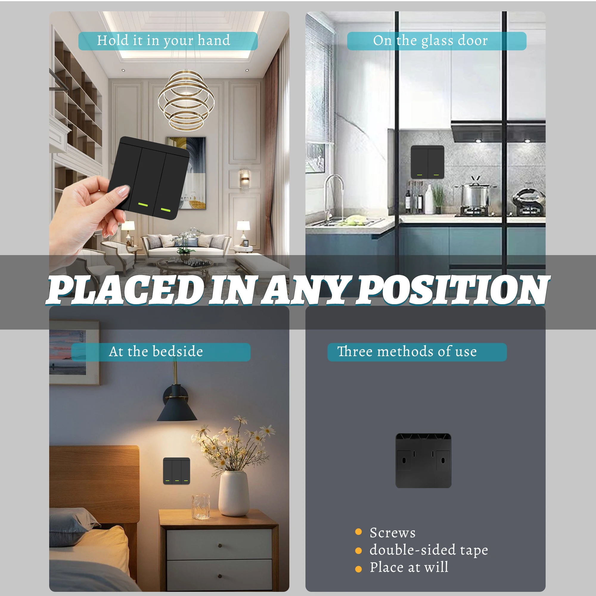 Kit de Interruptor de Luz Inalámbrico RF433 con Receptor de Relé, Control Remoto a Batería, Se Puede Colocar en Cualquier Lugar, Sin Necesidad de Cableado