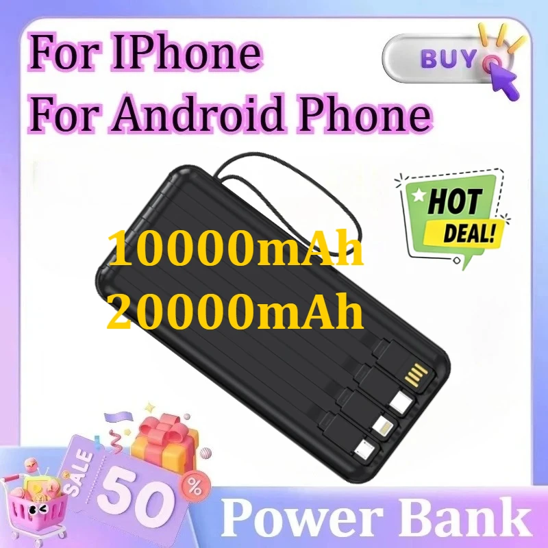

Для IPhone для телефона Android Power Bank Быстрая зарядка Powerbank Портативное внешнее зарядное устройство 10000 мАч 20000 мАч