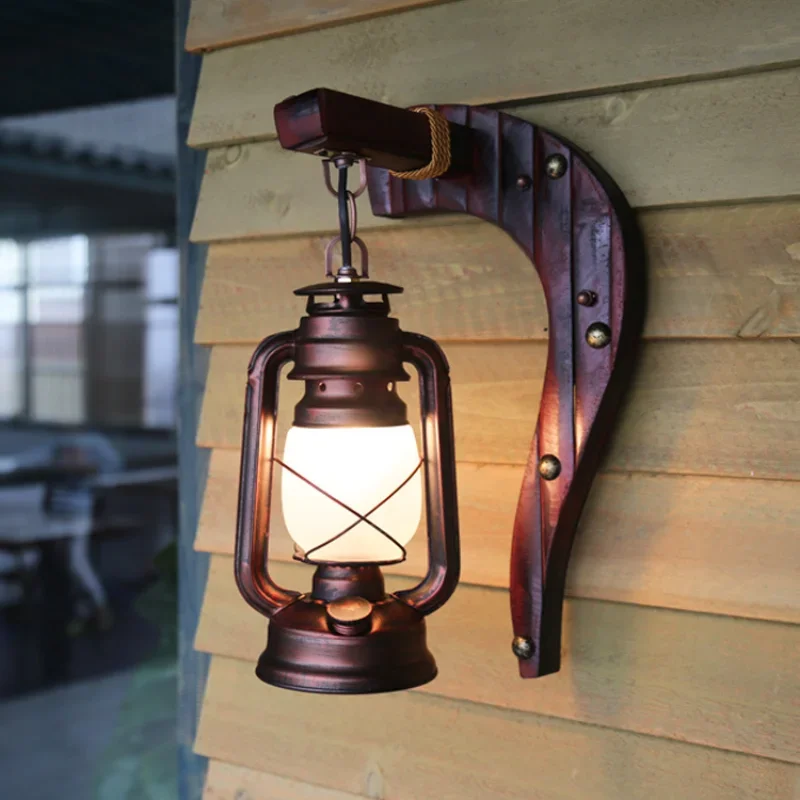 Chinese Retro Bedroom Balcony Bar Cafe Bamboo Kerosene Wall Lamp