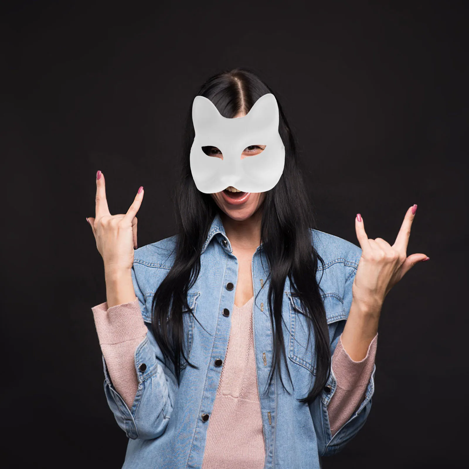 

10Pcs White DIY Paintable Animal Masks Fox Cat Wolf Unpainted Masks for Halloween Cosplay Masquerade Party Kitsune Mask