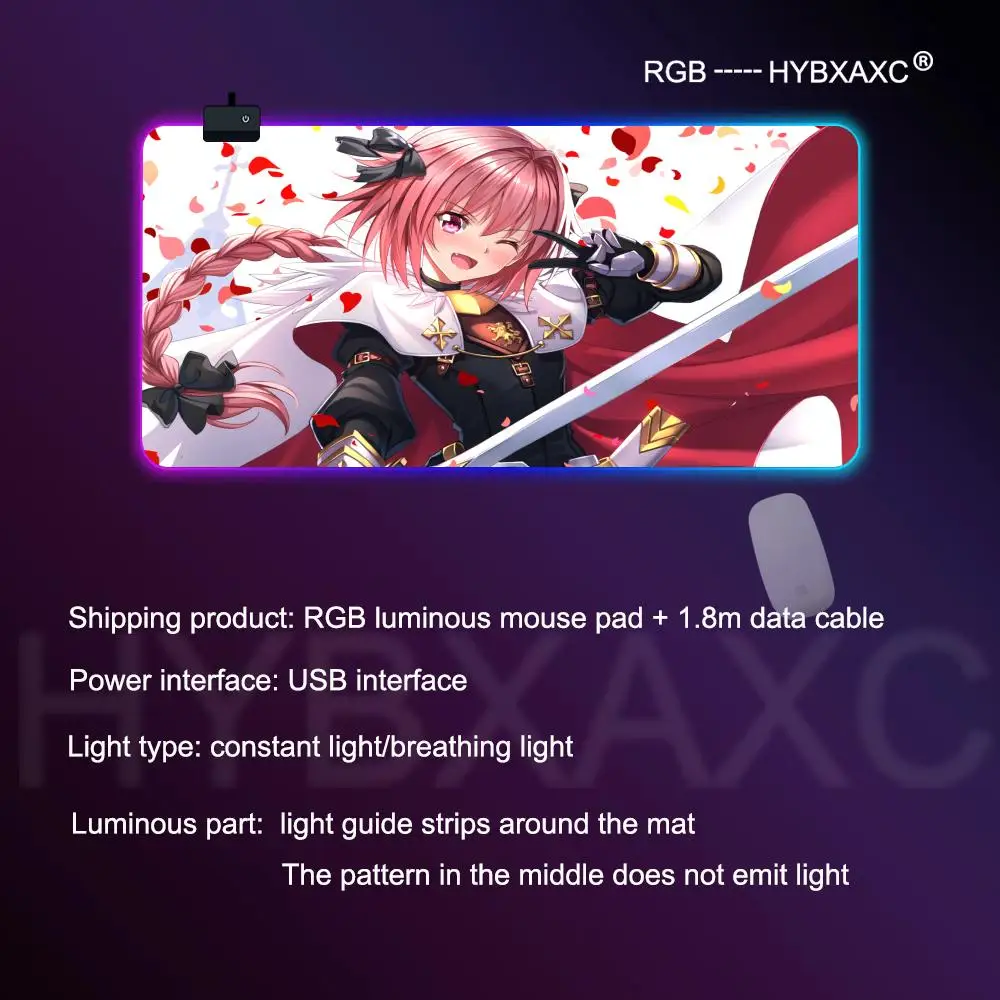 

Mouse Pad Astolfo Mouse Pad RGB Gaming Mouse Pad Desk Mat HD Gamer Large LED Light XXL MousePads PC Computer Carpet