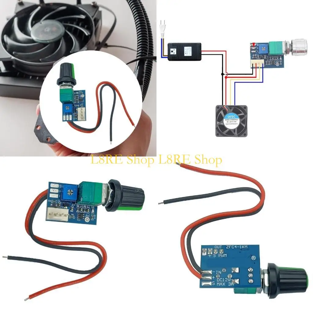 L8RE 4 Wire Fan Speed Controller PWM Fan Speed Controller 12V 4 Pin Computer Temperature Control Switch for PC Cooling Fan