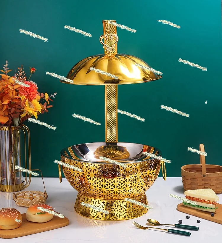 Supplies Cookware Chafing Dish for Buffet Set Hot Selling Gold Round Food Warmer Luxury Wedding Party