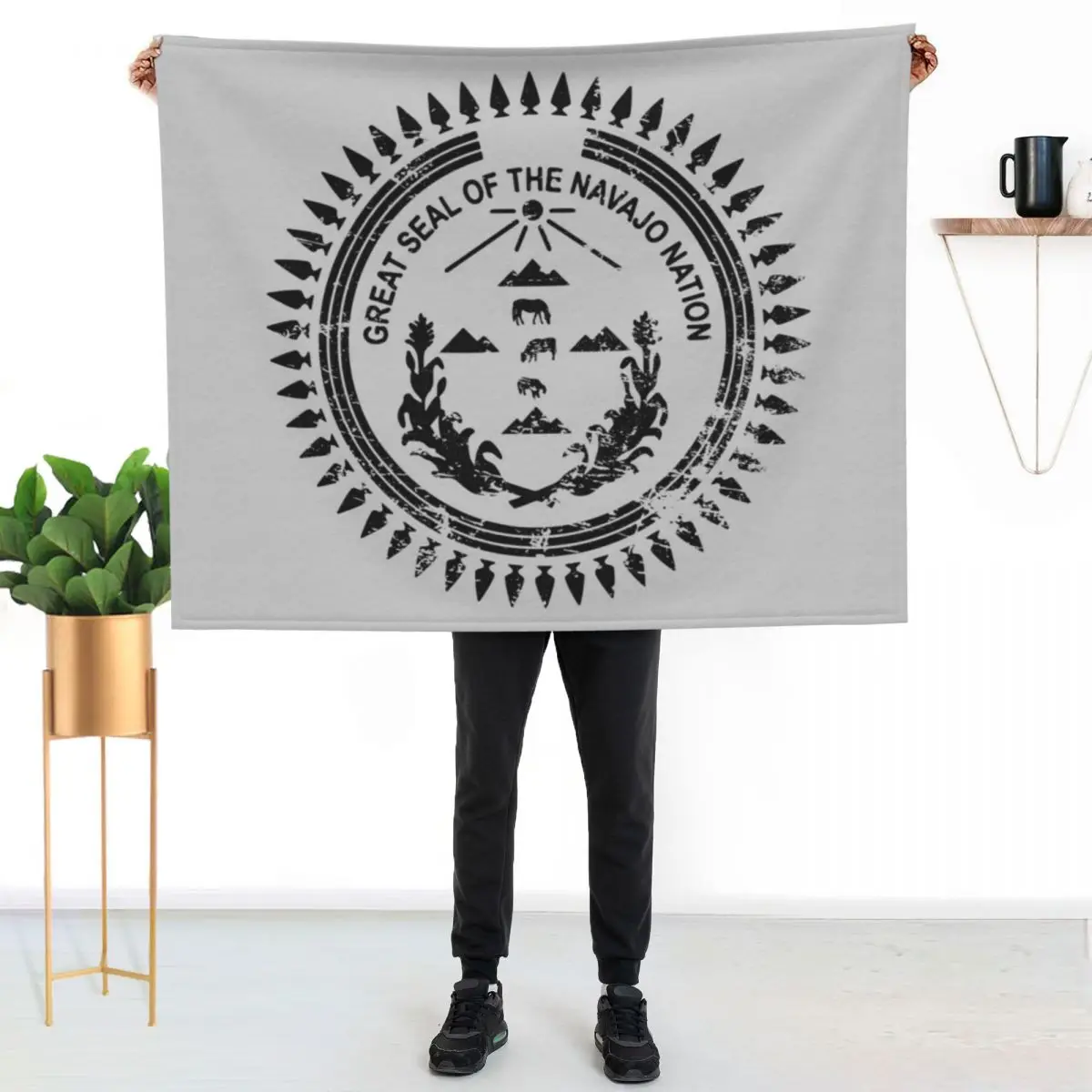 Navajo Nation Seal Throw Blanket Soft Solid Color Blanket for Couch Bed