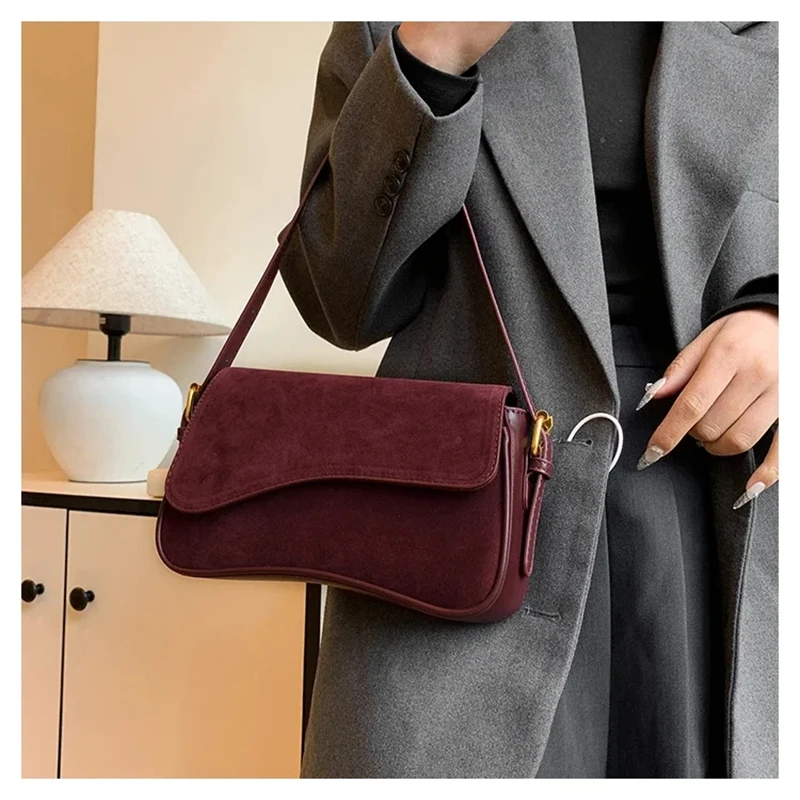 

Solid Color Flannel Women Crossbody Bag Quiet Luxury Designer Bag Fashionable Elegant Pu Leather Shoulder Bags For Women