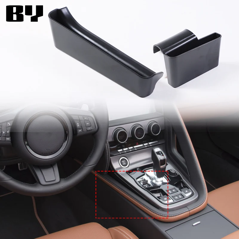 

For Jaguar F-TYPE 2013+ ABS black car styling car center console side storage box car interior accessories 1Pcs