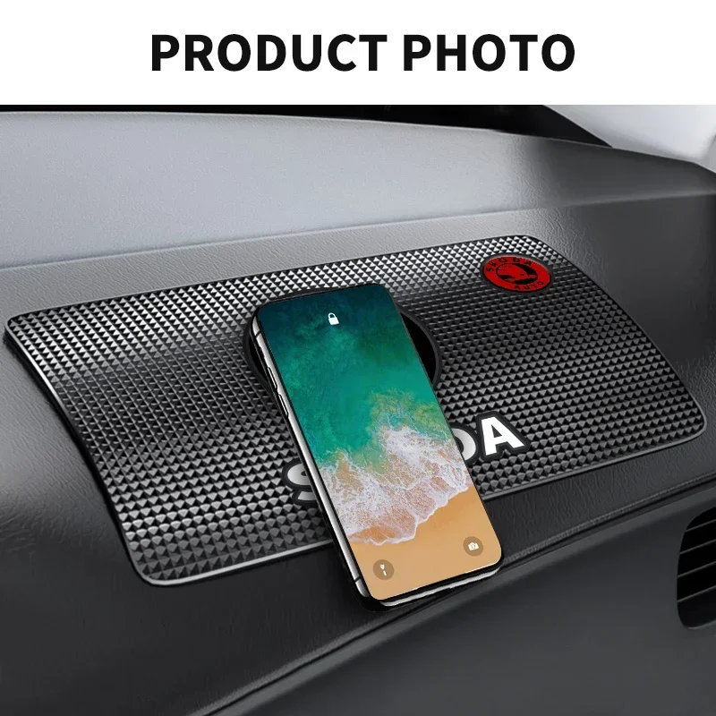 Car Non-Slip Mat Interior Dashboard Phone Silicone Anti-Slip Pad For Skoda Octavia Superb Kodiaq Karoq Scala Rapid car stuff view 5