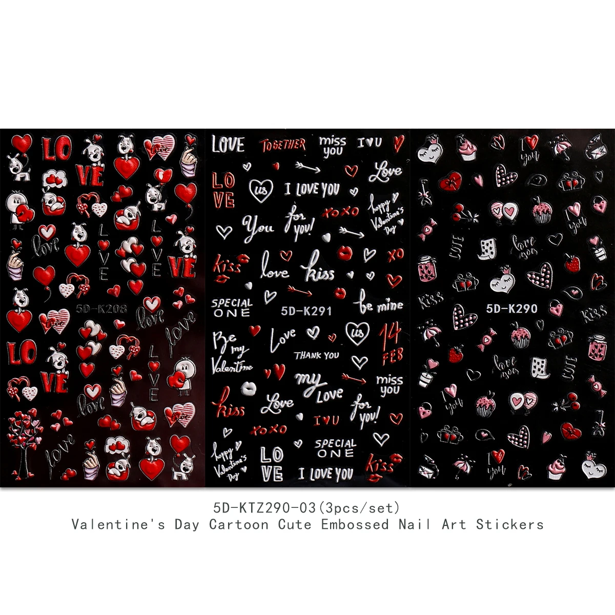 3 قطع من ملصقات فن الأظافر المنقوشة لعيد الحب، سهلة الاستخدام لتزيين الأظافر، DIY، هدية، تصفيف مكياج الحفلات، Y2K #2