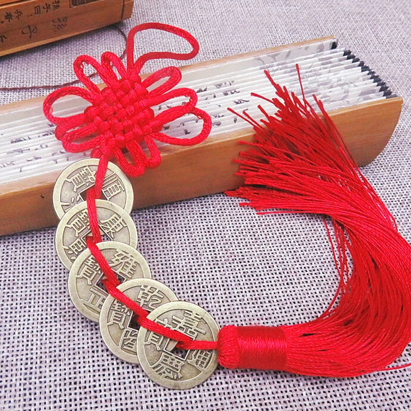 Feng Shui Chinese Knot Tassel China Mascot Lucky Charm Ancient Coins Prosperity Protect Good Fortune Ornaments Car Accessories