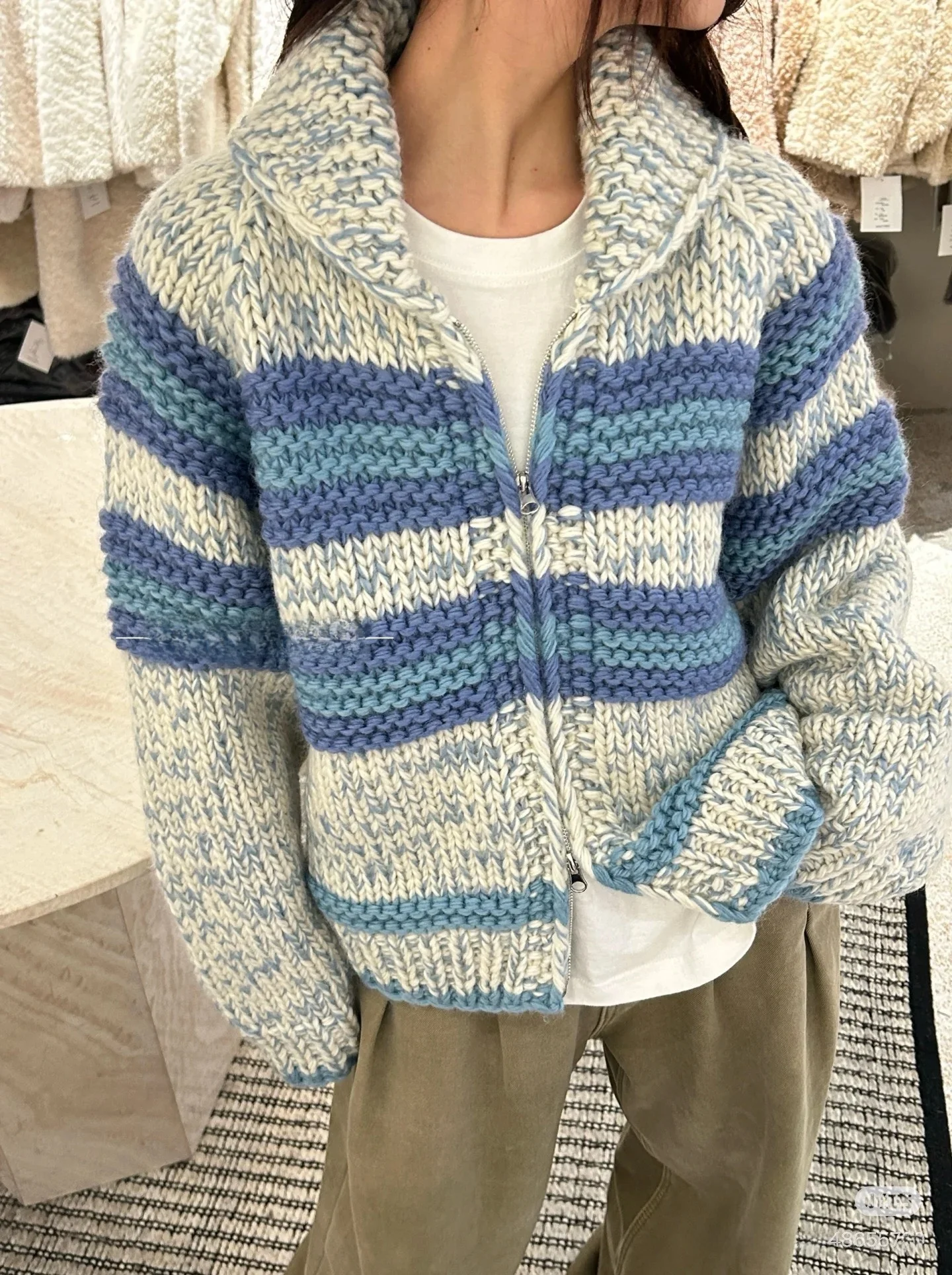 Korean Sle Loose Knitted Open Cardigan Autumn Winter New Arrival South North Return Line Chunky Needle Sweater for Women