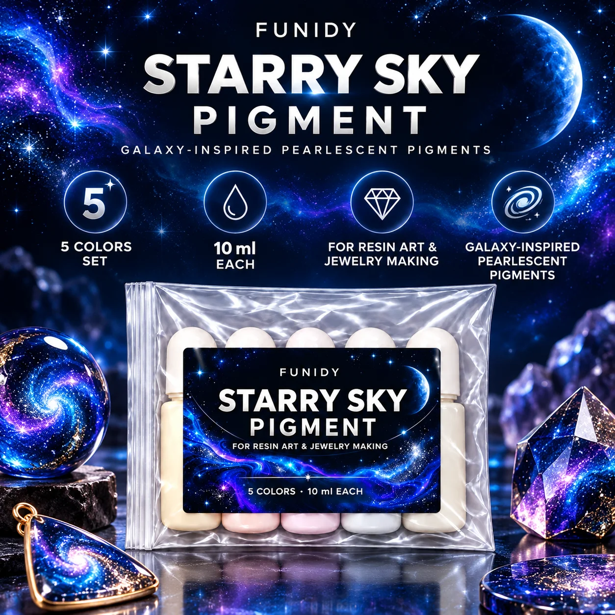 Candle Starry Sky Dye, Red Green Golden Blue Purple Five-Color Handmade Candle Pigment, Suitable for Candle Making,
