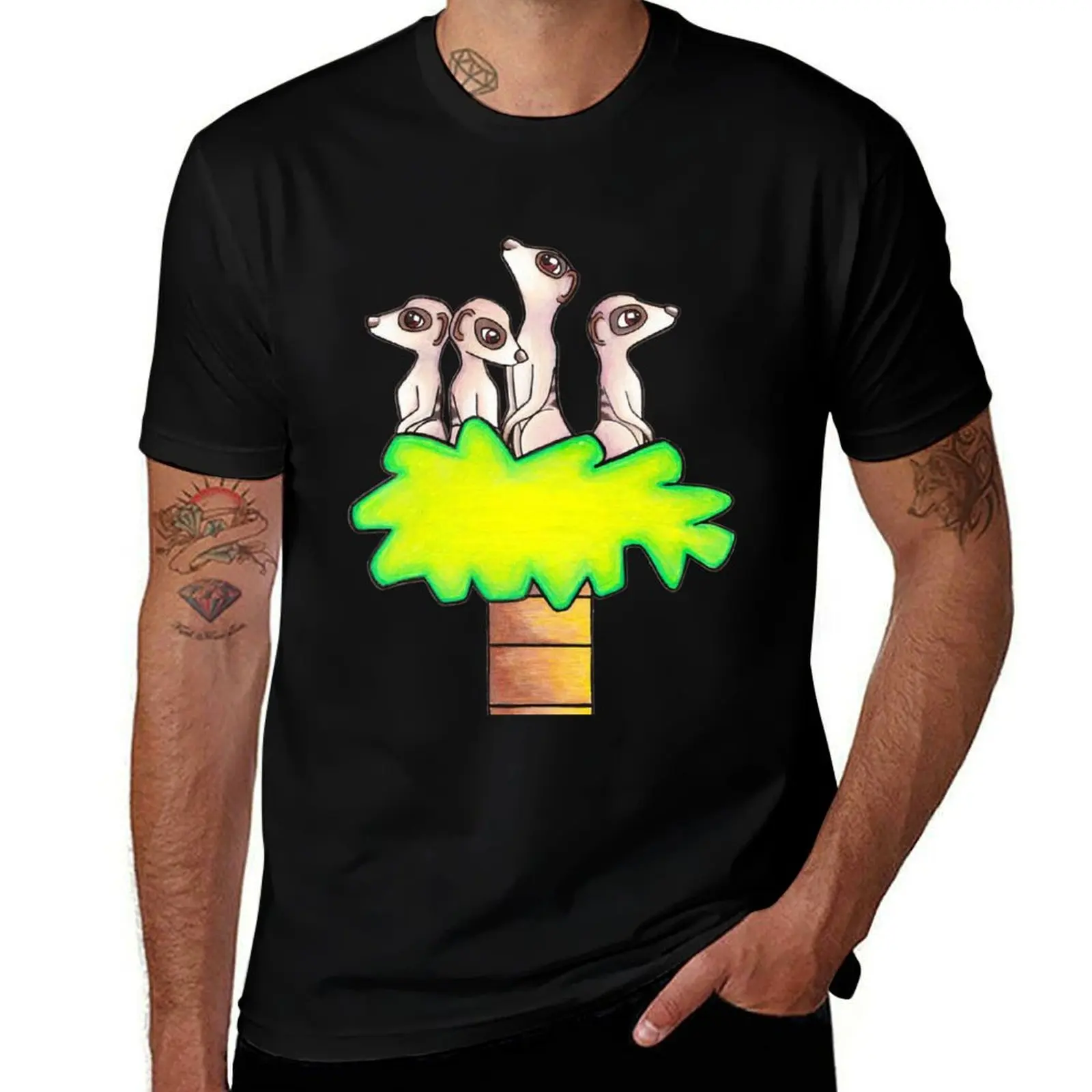 

Meerkats In Treetops T-Shirt Fashion Pattern Printed Tee Shirt