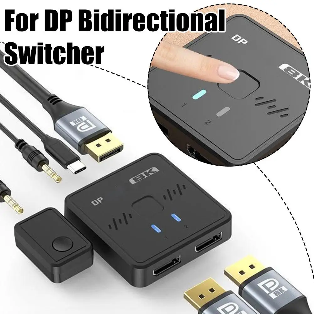 Commutateur bidirectionnel DP 8K, prise en charge de la commutation en un clic, 1 entrée et 5V, type-c, alimentation 2 sorties, Mode 2 entrées et 1 sortie N6I4