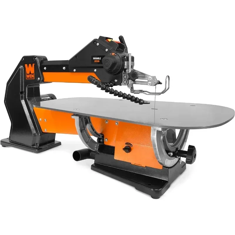 21-Inch 1.6-Amp Variable Speed Parallel Arm Scroll Saw with Extra-Large Dual-Bevel Steel Table, Black Orange