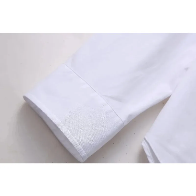 2024 Summer Women's Fashion White Shirt with Lapel Cut-out Slim Shirt Women's Casual Street Wear