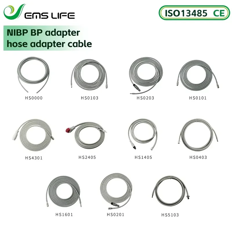 EMLIFE NIBP BP Adapter Pressure Cuff BP Hose Cable EOS Disinfecting GE Mindry Edan Comen Bionet Biolight Patient