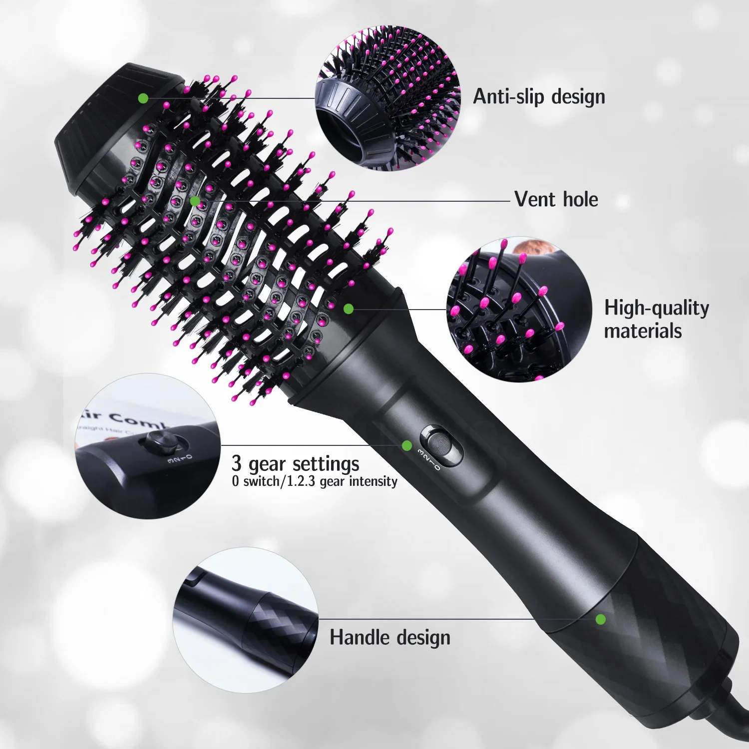 1000W Hair Dryer Hot Air Brush Styler Volumizer Straightener Curler Comb Roller One Step Electric Ion Blow Dryer Brush