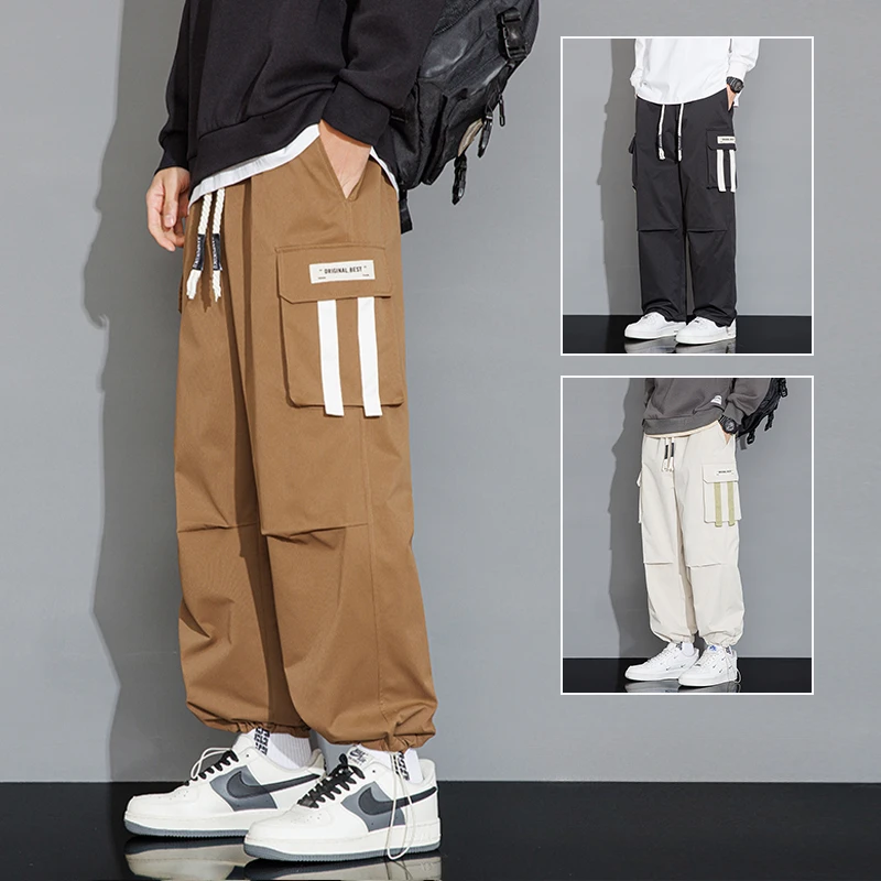 

Casual Pants for Men, Stylish and Comfortable Loose-Fit Straight Trousers with Multiple Pockets, Perfect for All Seasons