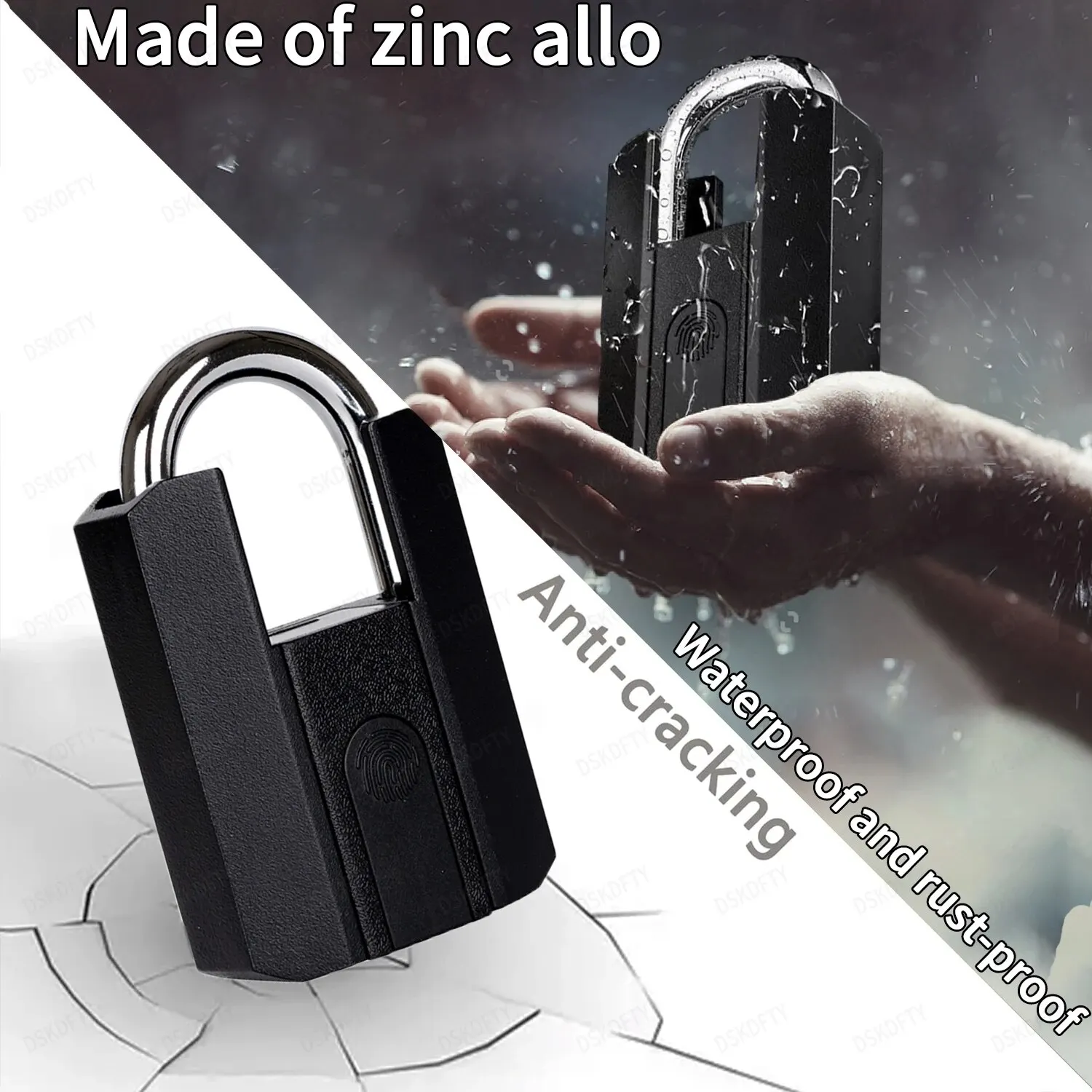 Waterproof Padlock TTLOCK Unlocking Black Heavy Duty Combination Lock Weatherproof Security Padlock Luggage Fingerprint Lock