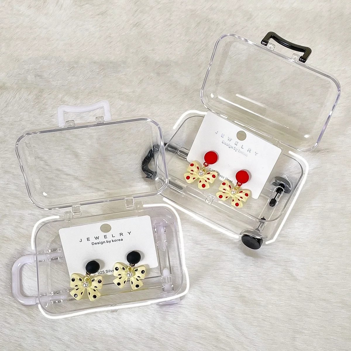 Mini Suitcase Transparent Storage Box Suitable For Earrings,Necklaces,Rings,Hairpins,Can Be Classified And Stored,Travelling