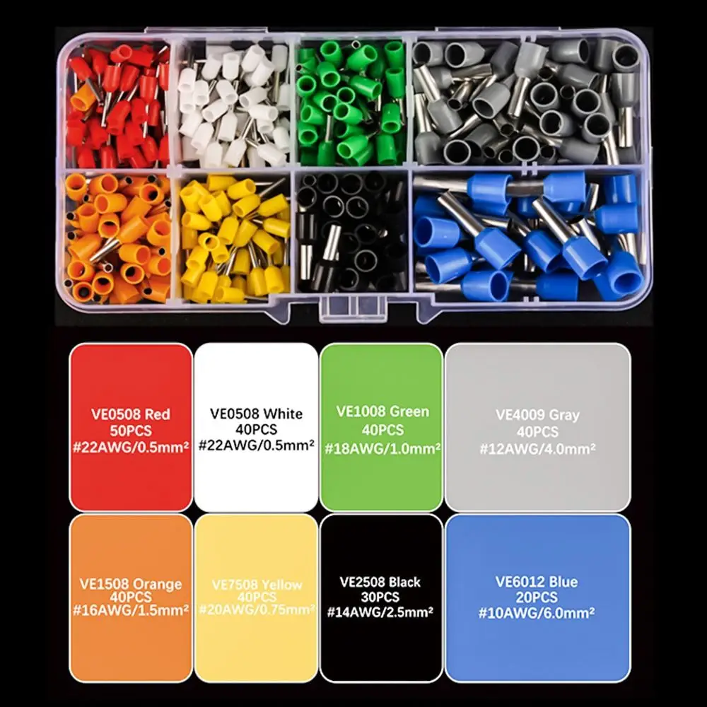 E4012 E2512 E6012 E1510 Block Cord End Connector Combination Set Crimp Terminals Tube Terminal VE Tubular Insulated Terminator