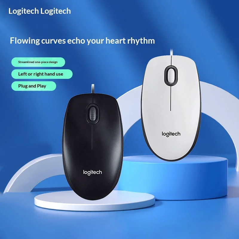 Logitech M100R Wired USB Mouse 1000 DPI Optical Tracking Plug&Play Ambidextrous For PC Laptop Office Home Use